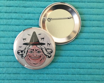 2.25 inch Button Pin, Halloween Witch