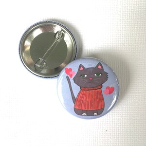 Cat Button Pin 1.25 inch size / Gift for Cat Lovers / 1.25 inch size / Backpack Pin / Round Cat Pin / Gift for Her / Illustrated Cat Pin