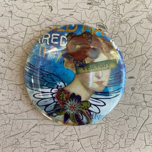 2.25 inch Lady with Wings Angel Pocket Mirror, Compact Mirror, Hand Mirror, Recycled Book Art