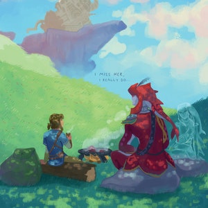 Legend of Zelda: Breath of the Wild Sidon and Link Poster