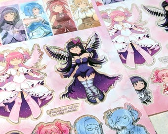 Hoja de pegatinas transparentes de Madoka
