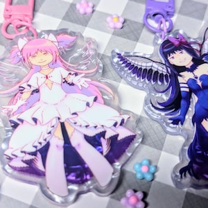 Madoka and Homura White Porcelain Acrylic Charm
