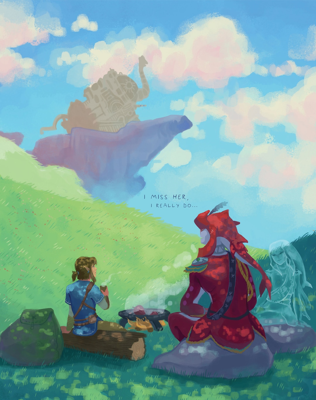 Legend of Zelda Breath of the Wild Sidon and Link Poster Etsy
