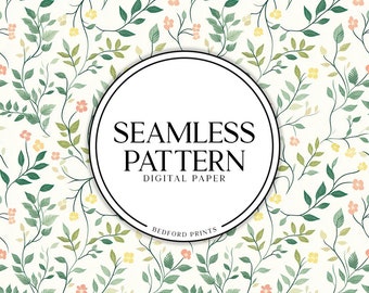 Padrão Floral Delicado Sem Costura | Papel Digital | Fundo de Papel de Parede Floral | Papel de Scrapbook | Padrão SKU 0008