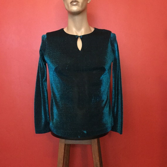 1960s cocktail blouse, classic vintage lurex, long