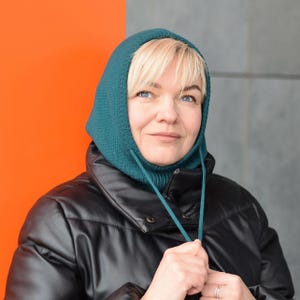 Emerald Merino Wool Knit Balaclava Hood: Winter Neck Warmer