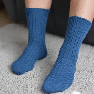 Denim Knit Socks Mens gift: Home Winter slippers Adult sizes