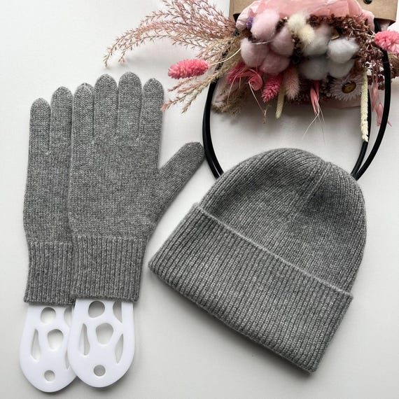 Rib Knit Beanie and Gloves Set Ribbed Beanie & Convertible Gloves/Mittens Set by Funky  main image 4