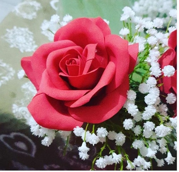Flores de espuma flores goma crepla composición rosas rojas - Etsy México