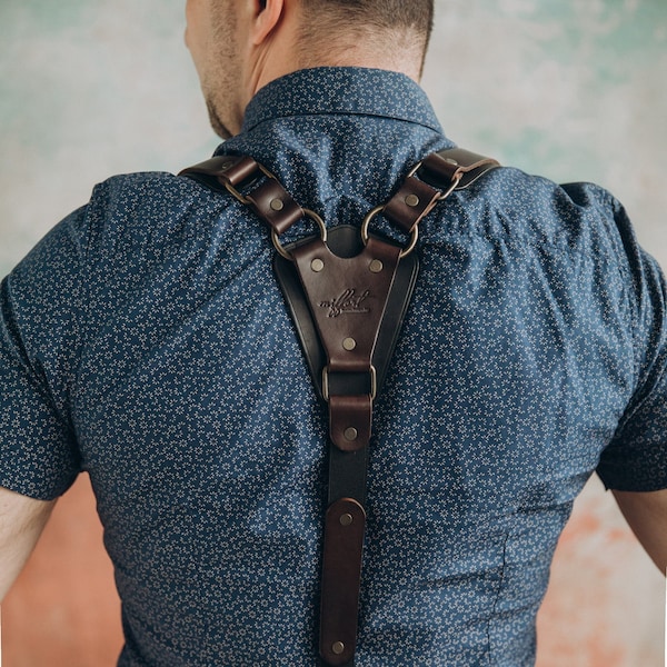 Handgefertigte Leder-Hosenträger im Vintage-Stil für Herren – hochwertige, verstellbare Träger, perfekt für formelle Kleidung, Hochzeiten und Geschenke für Trauzeugen