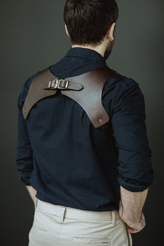 Brown Leather Harness Accessory Maeaccx Brown Leather Shoulder Harness, Men main image 2