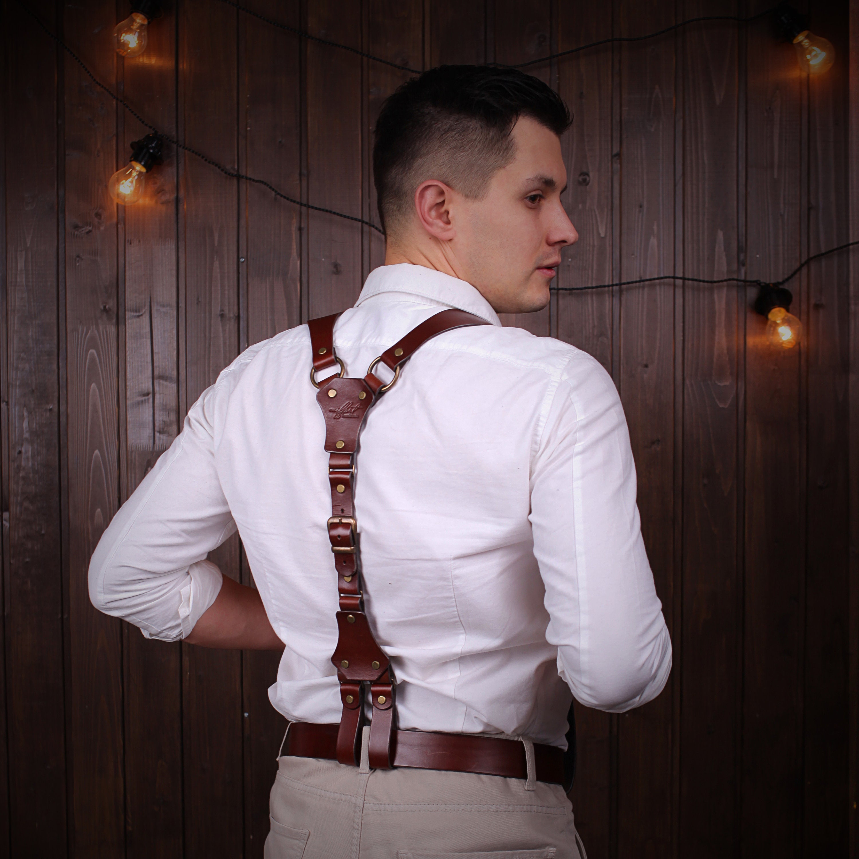 Mens Suspenders, Versatile Leather Harnesses and Accessories for