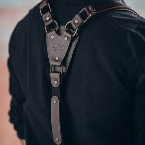 Vintage Style Suspenders | Handmade Leather Suspenders | Body harness | Steampunk clothing | Leather accessories | Mens gift