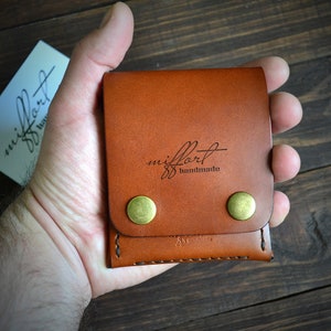 Cartera plegable militar de cuero genuino para hombres - bolsillo frontal, minimalista, duradera, elegante, hecha a mano, cartera plegable para hombres y mujeres