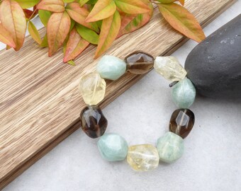 Citrine Smoky Quartz Aquamarine Bracelet