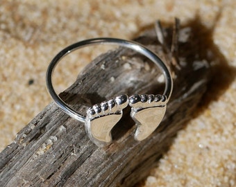 Baby feet ring - 925 Sterling Silver Foot - Baptism Jewellery - New Baby Jewelry - Gift for Mom