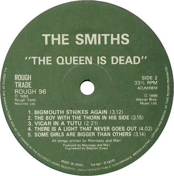 The Smiths the Queen is Dead Mega Rare 12 Promo Record - Etsy