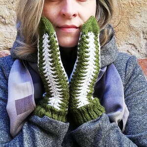 Hand Knit Wool Mittens: Striped Arm Warmers, Cozy Winter Gloves