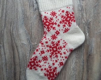 Calzini da uomo e da donna lavorati a mano, fatti a mano, casual, in lana, regalo per la casa, per bambini, con fiocco di neve, caldi, invernali, in lana di pecora naturale, regalo di Natale