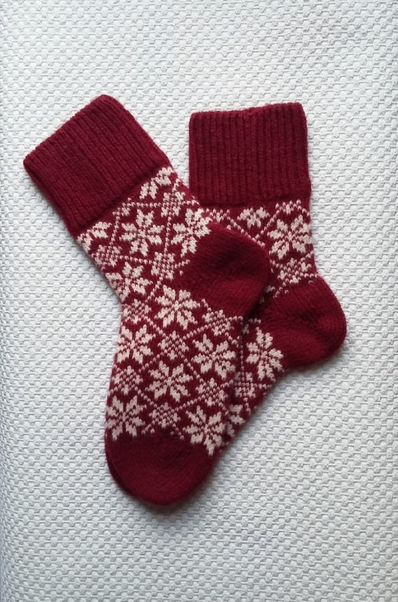Socks knitted women\u2019s knitted socks red sockshandmade woolen socks handmade socks