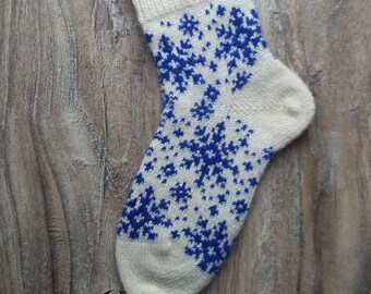 Calzini da uomo e da donna lavorati a mano, fatti a mano, casual, in lana, regalo per la casa, per bambini, con fiocco di neve, caldi, invernali, in lana di pecora naturale, regalo di Natale
