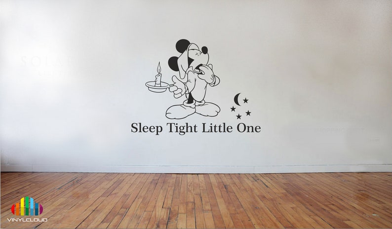 Mickey Mouse Bedtime Quote Vinyl Wall Art Sticker