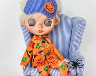 Blythe clothes, blythe boy pajamas, Blythe doll Halloween pajamas with mask