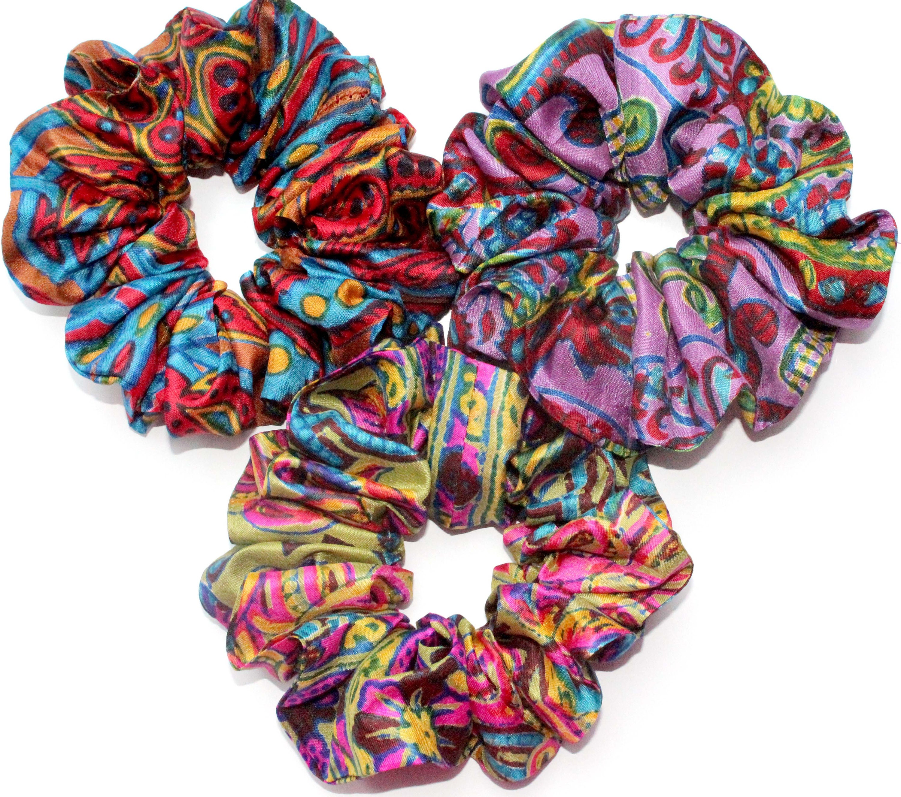 Seiden Haargummi Pop-Art NEON – Luftiger Scrunchy Aus 100% Seide, Handarbeit