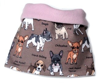 Custom made: Dog loop dog scarf design "Summer Look" dogs pattern French Bulldog Terrier Chihuahua Beagle Pug Jack rattle