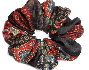 Scrunchie Seide "Patchwork Look", UNIKAT, 100% SILK, Haargummi, Haar-Accessoire,  riesige Haargummi  Upcycling, designer scrunchie scrunchy