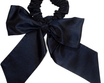 Hair tie + bow silk set collection 5 colors designer scrunchie hair bow Dupion silk hair band bracelet