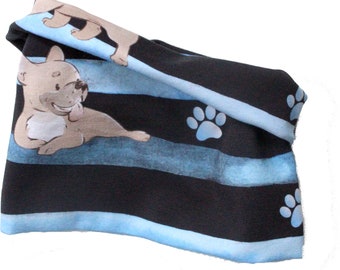 Custom Made: Dog Loop Puppy Dog Scarf Design "Summer look" Pug Bulldog dogs Pattern