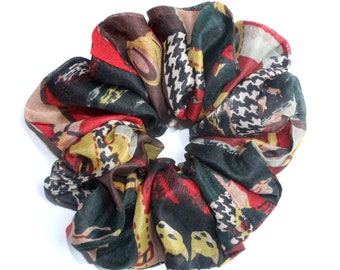 Scrunchie silk "Patchwork", 100% SILK, hair tie, hair accessory, hair tie upcycling, designer scrunchie scrunchy