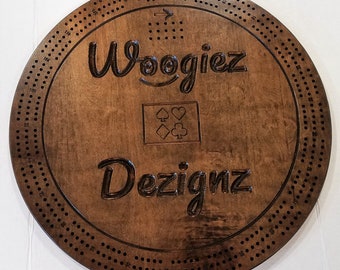 New Item - 23 inch Diameter Custom Cribbage Board - Oversize Table Top Cribbage - W/ Custom engraving - Oversized Pegs / Holes