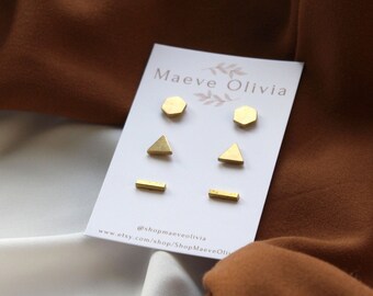 Brass Minimalistic Studs | Minimalistic Jewellery | Minimalistic studs | Geometric Studs | Geometric Jewellery | Gifts for her | Minimalist