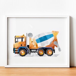 Cement Mixer Truck Print, Concrete Mixer Truck, Construction Printable,Construction Party Decor,Construction Wall Art,Toddler Boy Room Decor