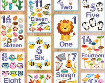 Montessori Printable Number Flashcards for Toddlers Preschool Homeschool, Counting Tracing Early Math Activities, Teacher Printable Material