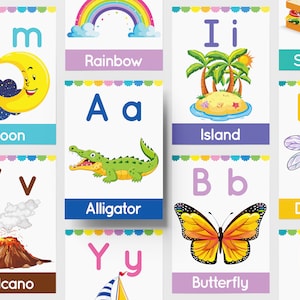 Printable ABC Alphabet Flashcards, Montessori Flash Cards, ABC Flashcards, Toddler A to Z Flashcards, Letter Flashcards, Instant Download