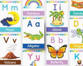 Printable ABC Alphabet Flashcards, Montessori Flash Cards, ABC Flashcards, Toddler A to Z Flashcards, Letter Flashcards, Instant Download