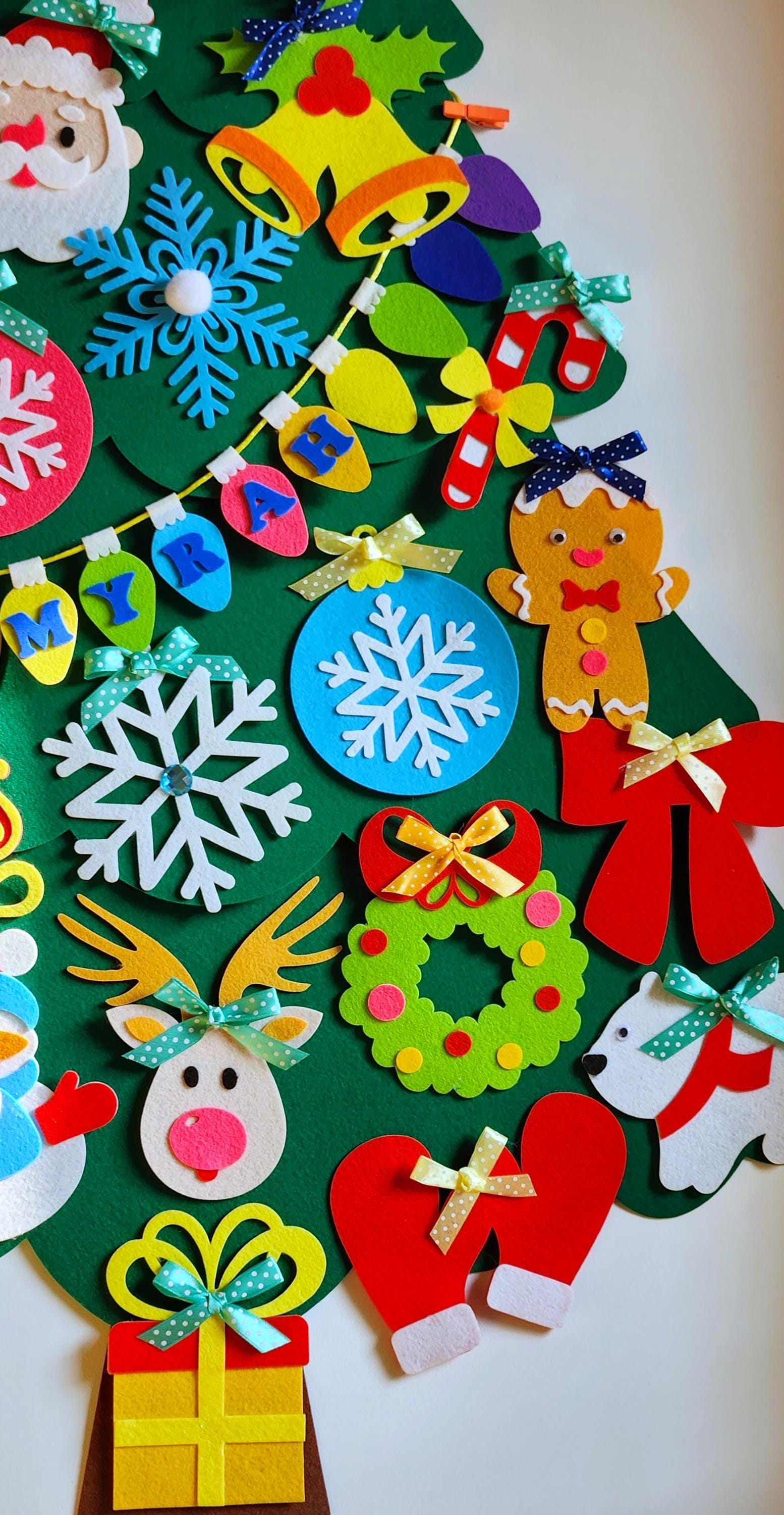 Montessori Felt Christmas Tree For Toddlers - DIY Wall Hanging Xmas Decor With Ornaments