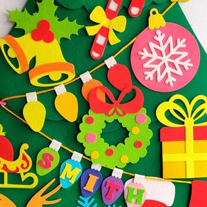 Personalized DIY Felt Christmas Tree Wall, Montessori Felt Christmas Tree Toddler Ornaments, Kids Wall Christmas Tree, Velcro Christmas Tree