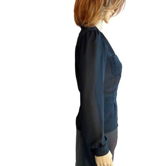 Belcanto Vintage Black Sheer Blouse Small - image 2