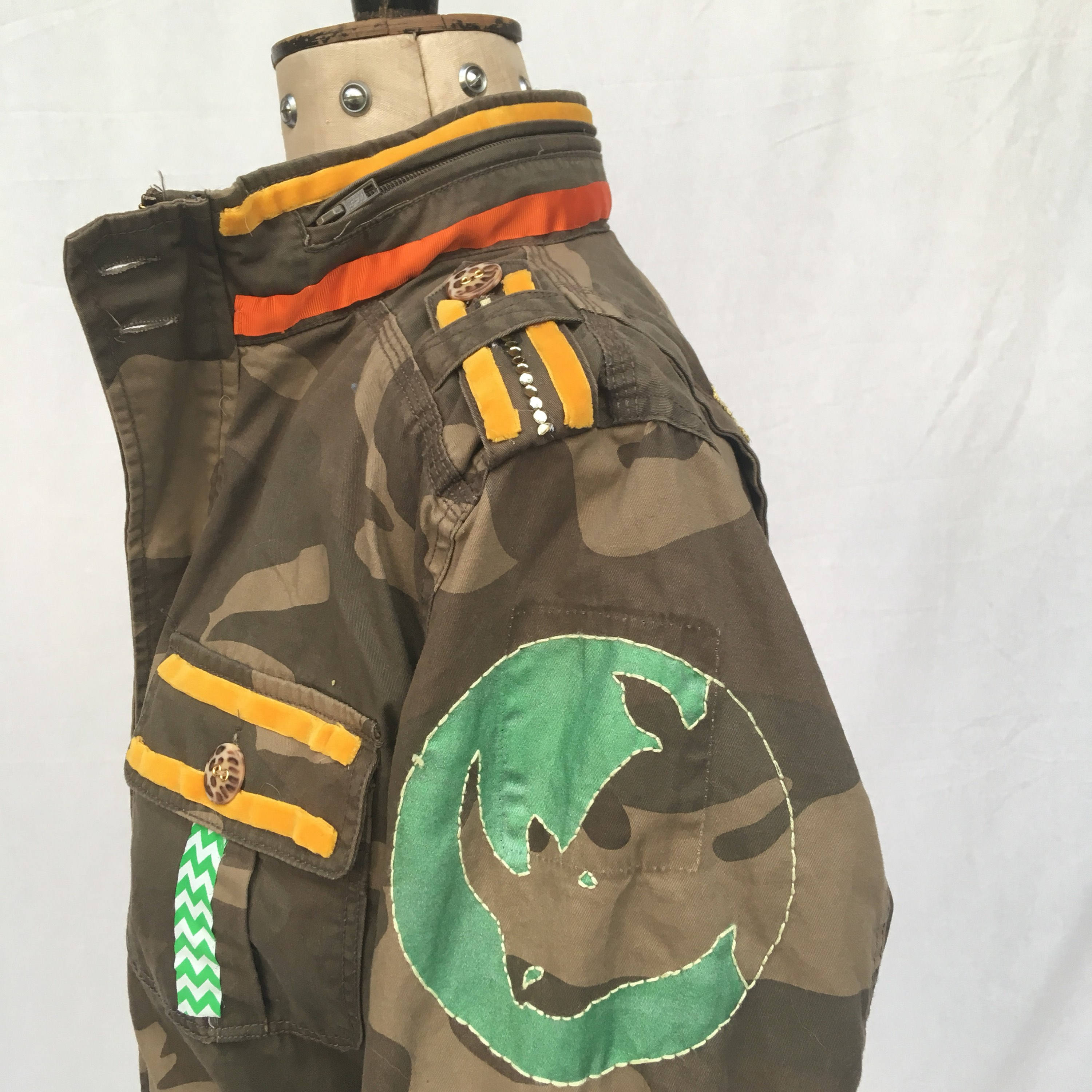 embellished camo jacket