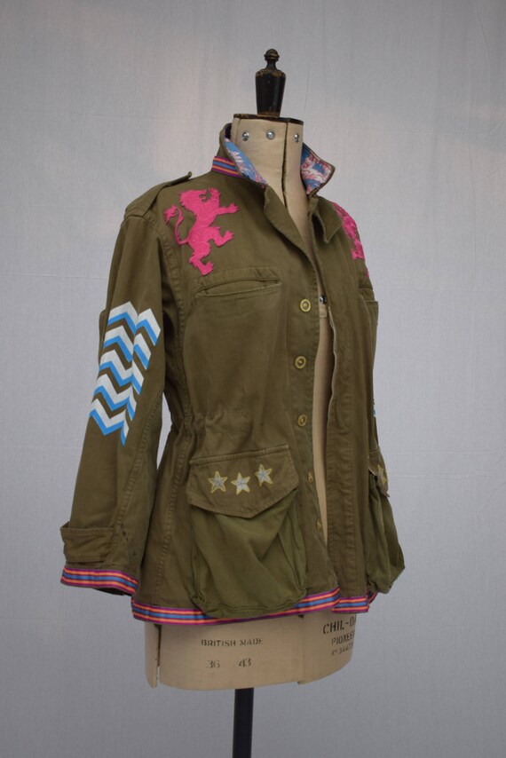 khaki embellished jacket