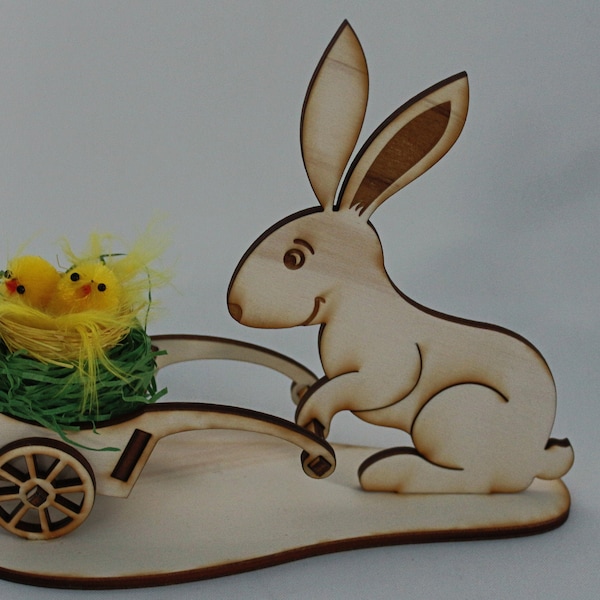 Hase mit Schubkarre aus Holz,Ostern,Osterdeko,Osterntisch,Tischdeko,Fensterbank, Gastgeschenk,Osterhase,Osterkorb