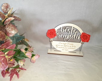 Best friend, table display, wooden display, flower vase, dried flower decoration
