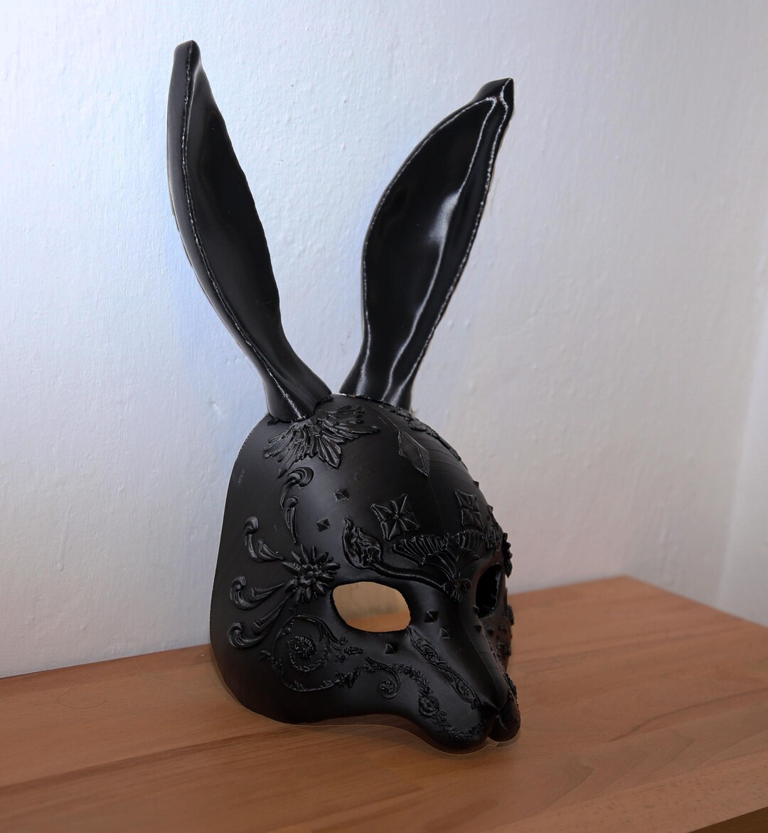 Rabbit Mask in Bio PLA – 3D Printed With Floral Details | Lightweight ...