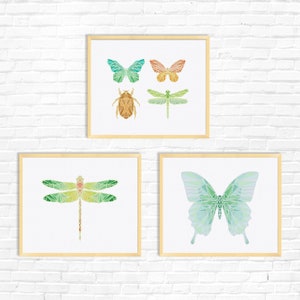 Geometric Insects cross stitch pattern, modern natural minimalist beetle butterfly dragonfly counted cross stitch, instant download pdf easy image 2