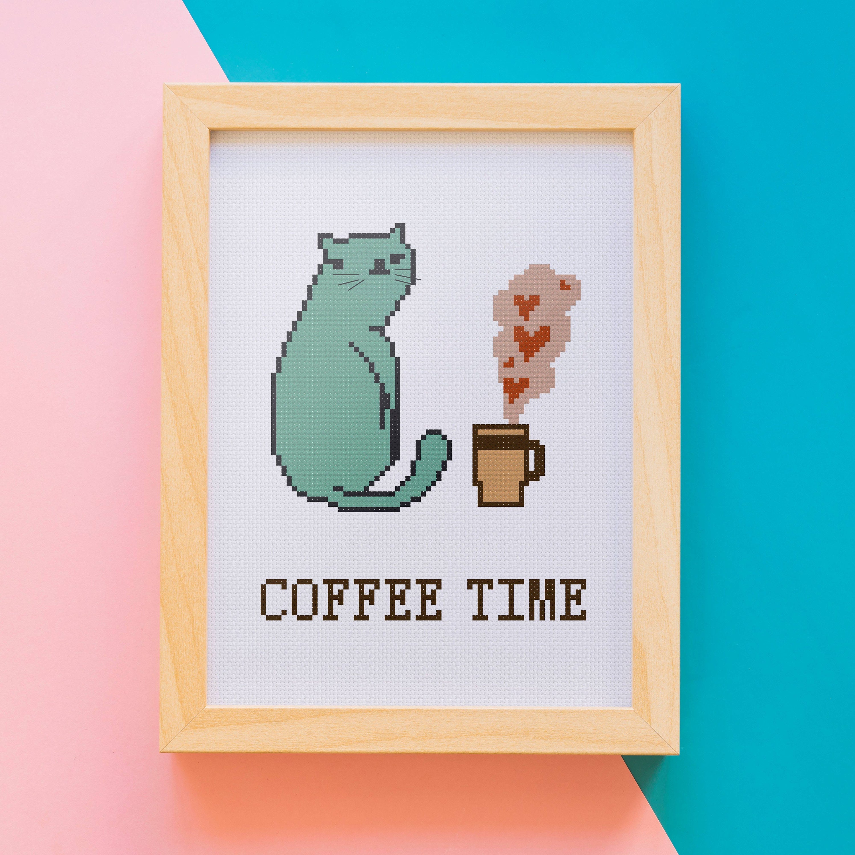 Coffee Time Cross Stitch Pattern Funny Cat Morning Counted - Etsy Coffee Time Cross Stitch Pattern Funny Cat Morning Counted - Etsy
