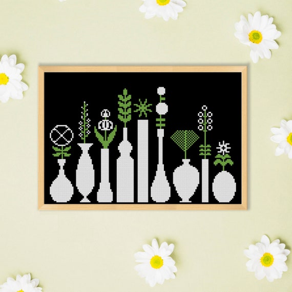 Flower Arrangement Cross Stitch Pattern Modern Simple Etsy